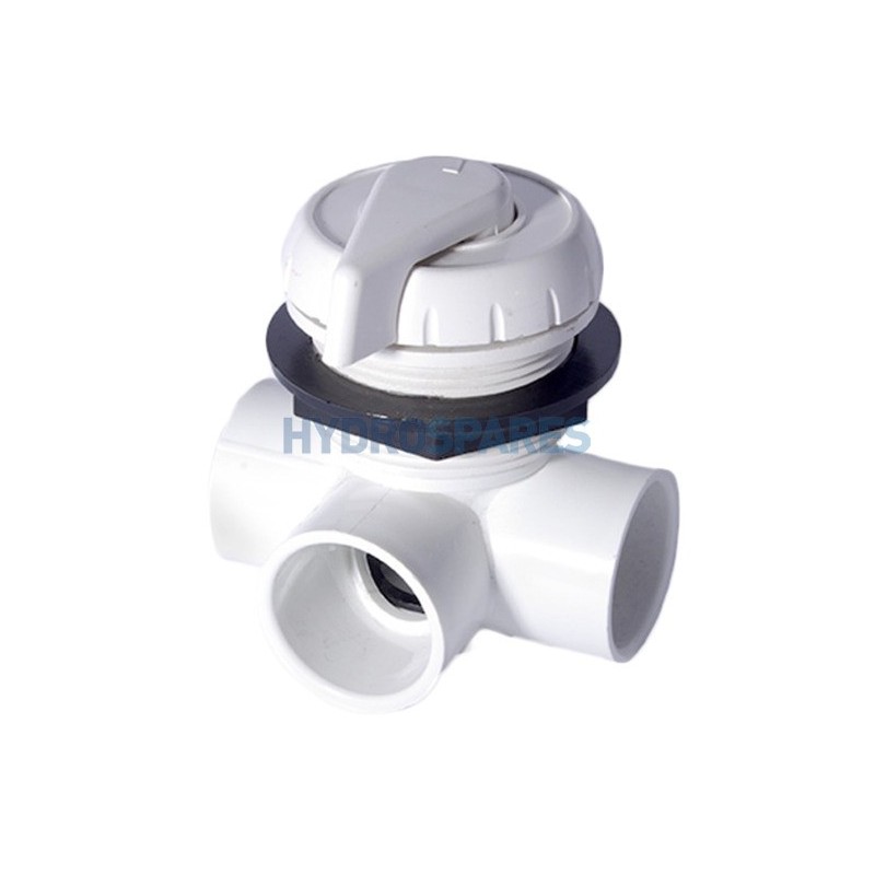 Top Access Divert Valve 1" Horizontal 2 Port - White - Notched