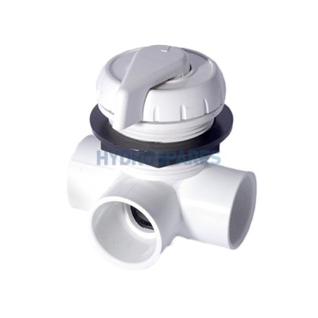 Top Access Divert Valve 1" Horizontal 2 Port - White - Notched