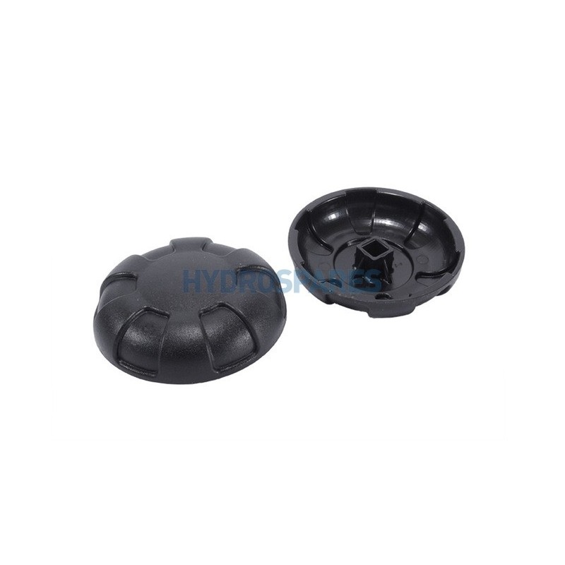 On/Off Turn Valve 1" Cap Black - 6 Spoke