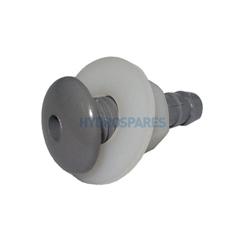 Air Injector - Button Single Hole Grey 18mm x 3/8" Barb