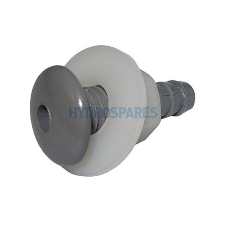 Air Injector - Button Single Hole Grey 18mm x 3/8" Barb