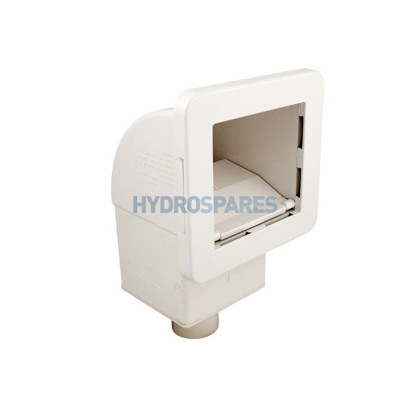 Square Spa Skimmer - Flow Control With Trim Plate White 1.5"S x 2" SP - White