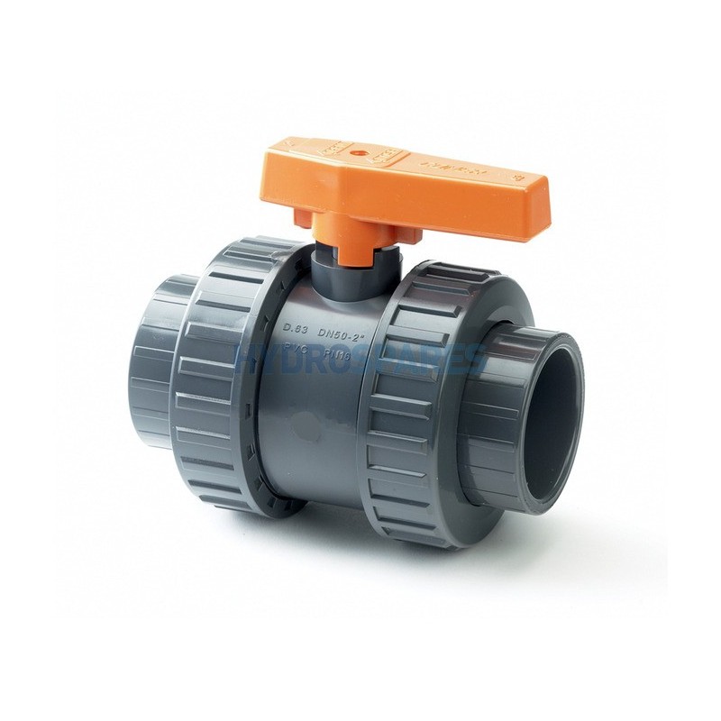 Ball Valve (IMP) Double Union - 1.0" Soc x Soc Grey PVC