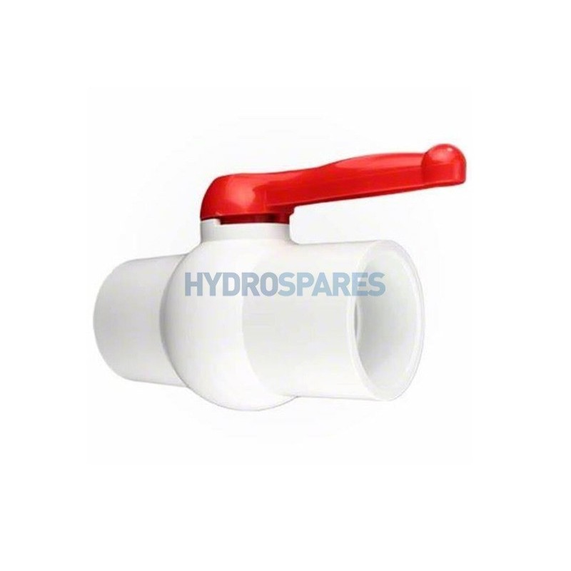 Ball Valve (IMP) - 2.0" White - Soc x Soc - PVC - Red Handle