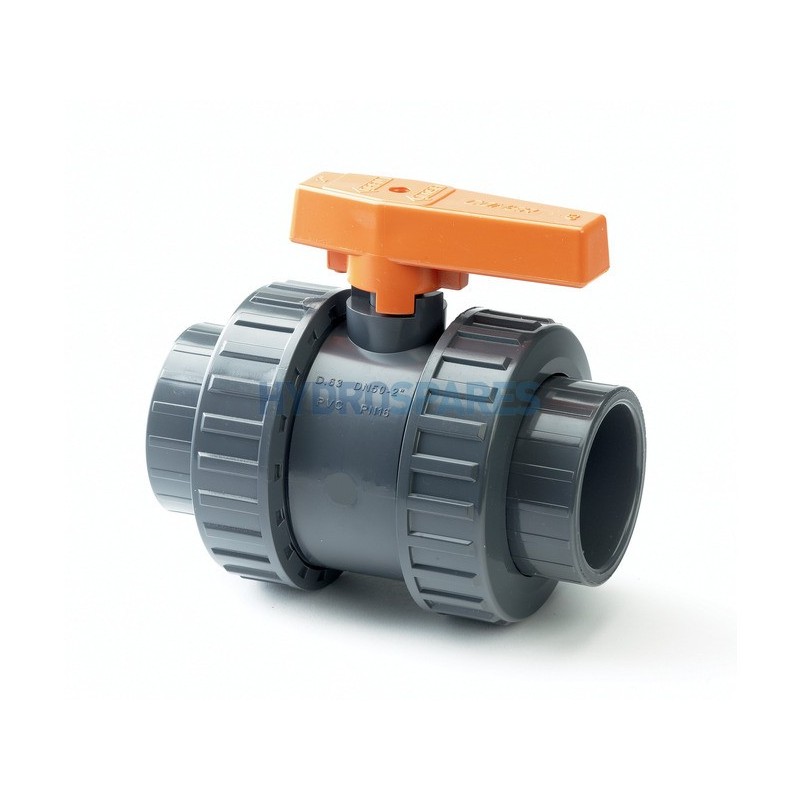 Ball Valve (IMP) Double Union - 1.25" Soc x Soc Grey PVC